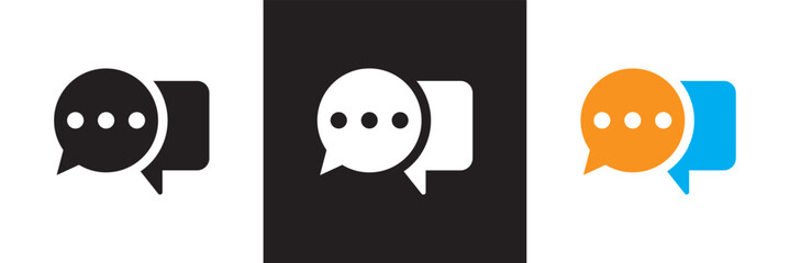 Chat icons. Set of chatting speech bubble icon comment icon button . message talk bubble, communication, Conversation vector icons.  isolated on white and black background. vector illustration. EPS 10