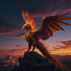 dragon at sunset