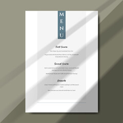 Wedding menu template. Minimalist and elegant menu template. Editable menu menu card and esay to use. Template size 5" x 7"