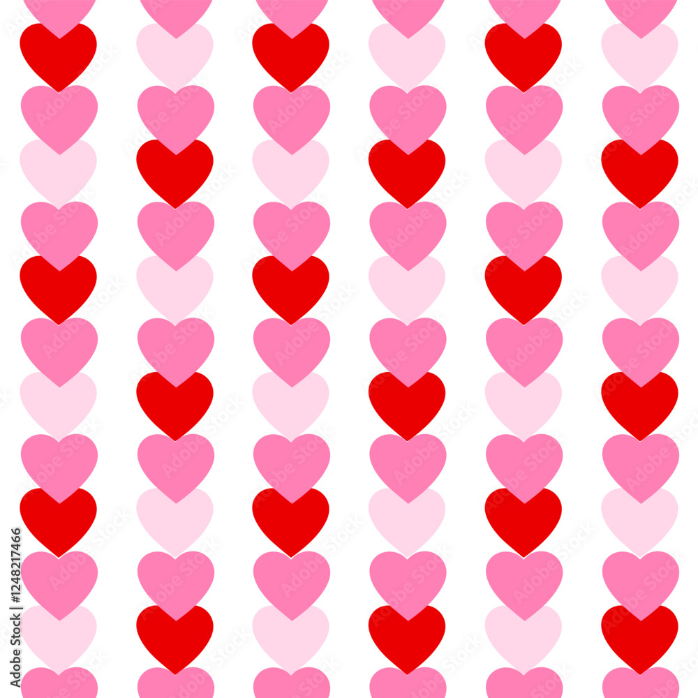 Poster romantic colorful seamless pattern with cute hearts on a white background. trendy abstract vertical 