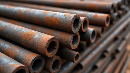 Weathered Metal Pipes: A Study of Rust and Industrial Decay Close Up