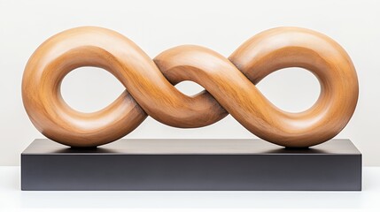 Intricate Wooden Sculpture Intertwined Abstract Form, Generative AI.