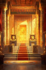 Grand Pharaohs Legacy Golden Hallway Art and Ancient Throne Chairs