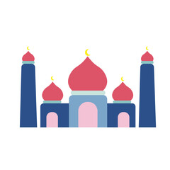 Simple mosque hand drawn design illustration isolated on white background. colorful mosque image.