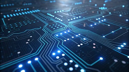 Obraz premium Electronic Web: Detailed Circuit Board with Glowing Traces