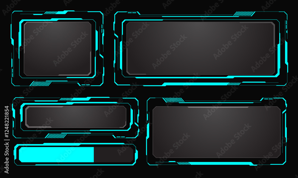 Poster hud frames blue user interface elements design modern technology futuristic control panel screen dig