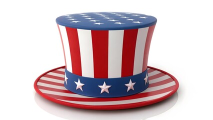 Patriotic Top Hat American Flag Design with Stars & Stripes V5