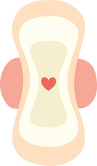  Beige Sanitary Pad with Red Heart Design
