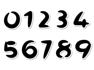 Sticker-style hand-drawn number set. Cute and pop design material.