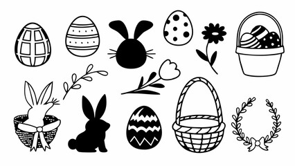 Easter Vector, Happy Easter Vector, Easter Silhouette Vector, Bunny Vector, Easter Elemet