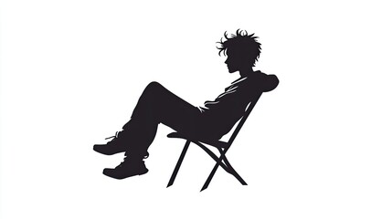 Silhouette of a person casually sitting on a chair, reflecting tranquility and leisure