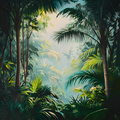 Fototapeta premium Jungle forest view tropical trees
