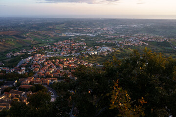 View towards the sea and suburbs of San Marino