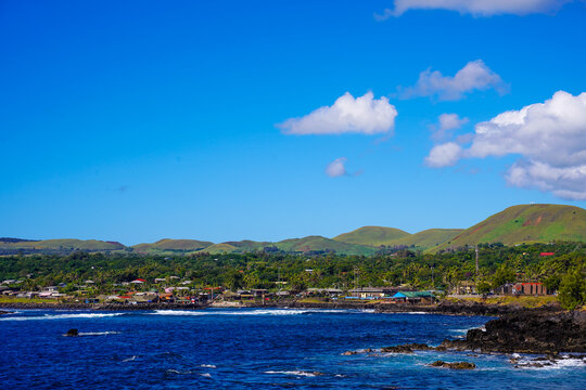 View of Hanga Roa, Rapa Nui, Easter Island, Chile