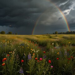 rainbow over the field