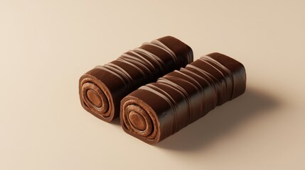 Two Delicious Chocolates with Creamy Filling on Light Background