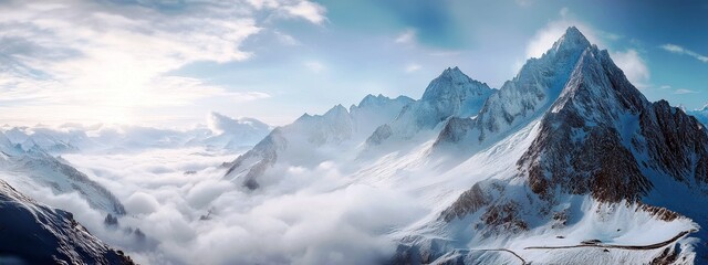 a view of a winding mountain with clouds in the background and dramatic lighting.