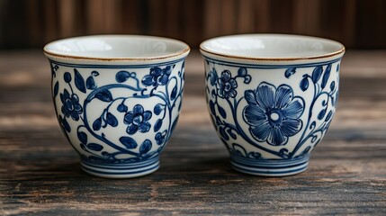 Handcrafted Ceramic Cups with Intricate Floral Design and Pattern
