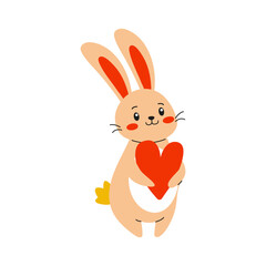 An adorable and cute illustration of a rabbit holding a heart, perfect for love themes