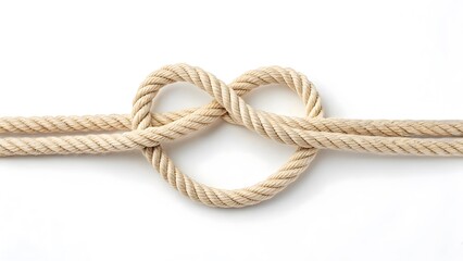 Obraz premium Simple Beige Rope Heart Knot Elegant, Natural, and Crisp Design V1