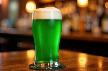 Green beer at a pub celebration. st Patrick day