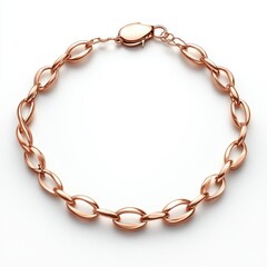 Gold necklace isolated on white background.