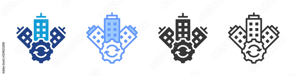 Aufkleber smart factory icon set multiple style collection