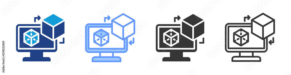 Poster digital twins icon set multiple style collection