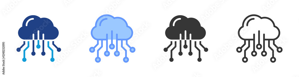 Poster Cloud Computing icon set multiple style collection