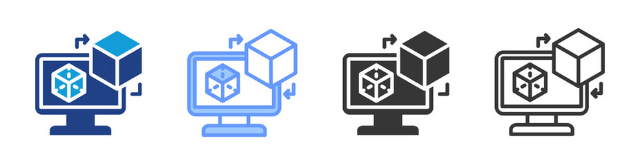 Digital Twins icon set multiple style collection