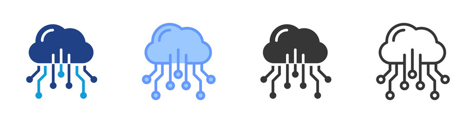 Obraz premium Cloud Computing icon set multiple style collection