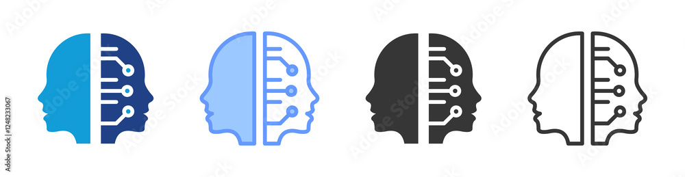 Poster human robot collaboration icon set multiple style collection