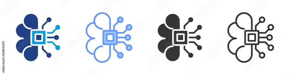 Poster Artificial Intelligence icon set multiple style collection