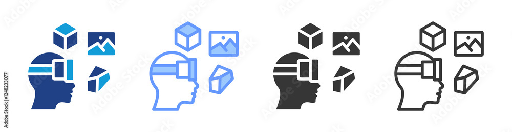 Aufkleber Virtual Simulation icon set multiple style collection
