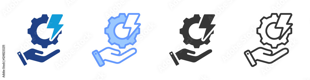 Poster energy management icon set multiple style collection