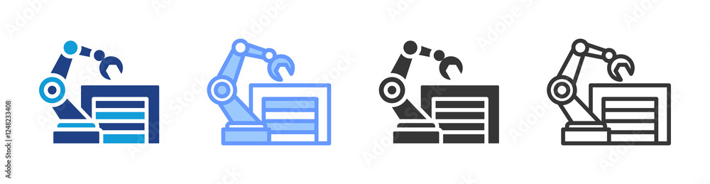 Poster Automated Warehouse icon set multiple style collection