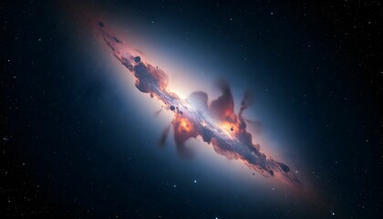 Fototapeta premium Cosmic Collision: A Galaxy Being Consumed by a Black Hole