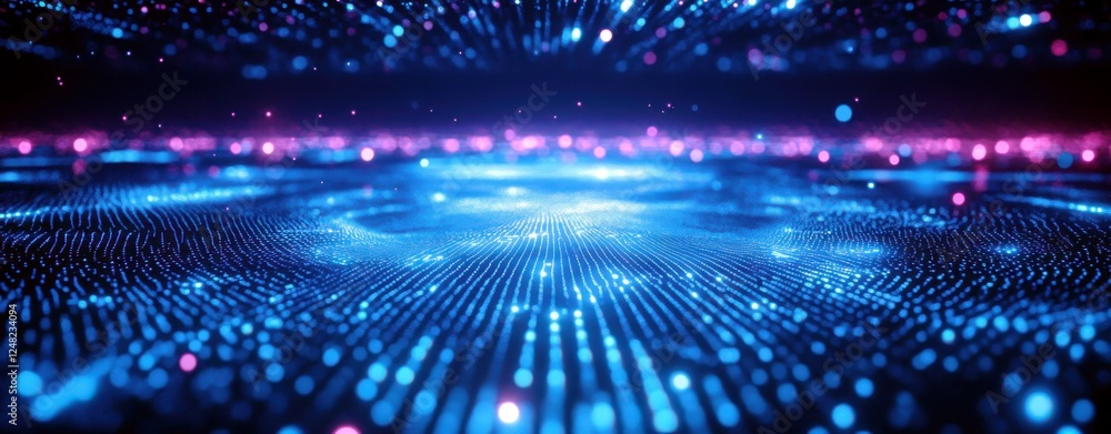 Poster abstract digital landscape with glowing particles creating a mesmerizing visual experience of light 