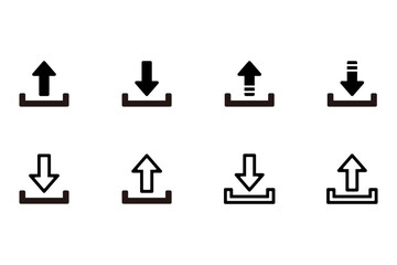 Fototapeta premium ダウンロードとアップロードのアイコンイラストセット
