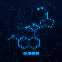 Glowing Quinine Molecule Structure on Dark Background