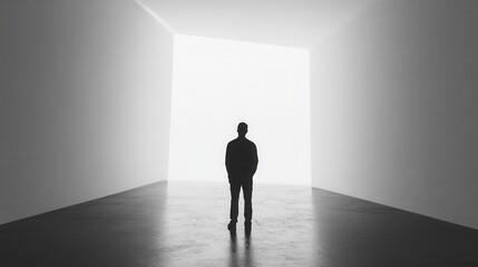 Colorful silhouette pf person standing in monochrome crowd of different people,surreal unique and different concept,loneliness in society,shadow,freedom,Love,be yourself,Stand out from the crowd.