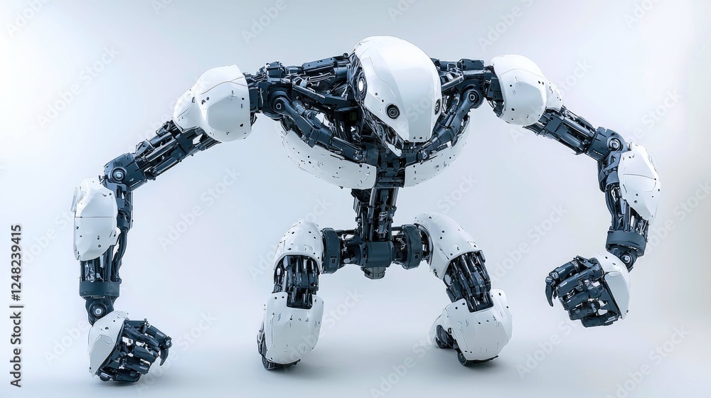 Poster powerful futuristic robot: a 3d-rendered vision of advanced ai and robotics