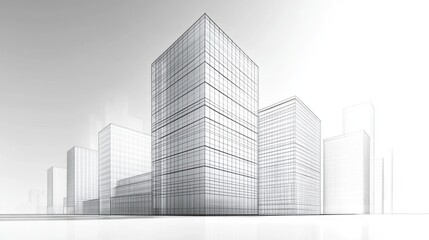 Obraz premium Cityscape Wireframe Design, Urban Development