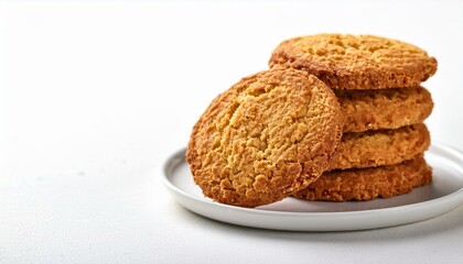 Australian anzac biscuits on white background