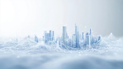 Fototapeta premium Futuristic city network, digital landscape