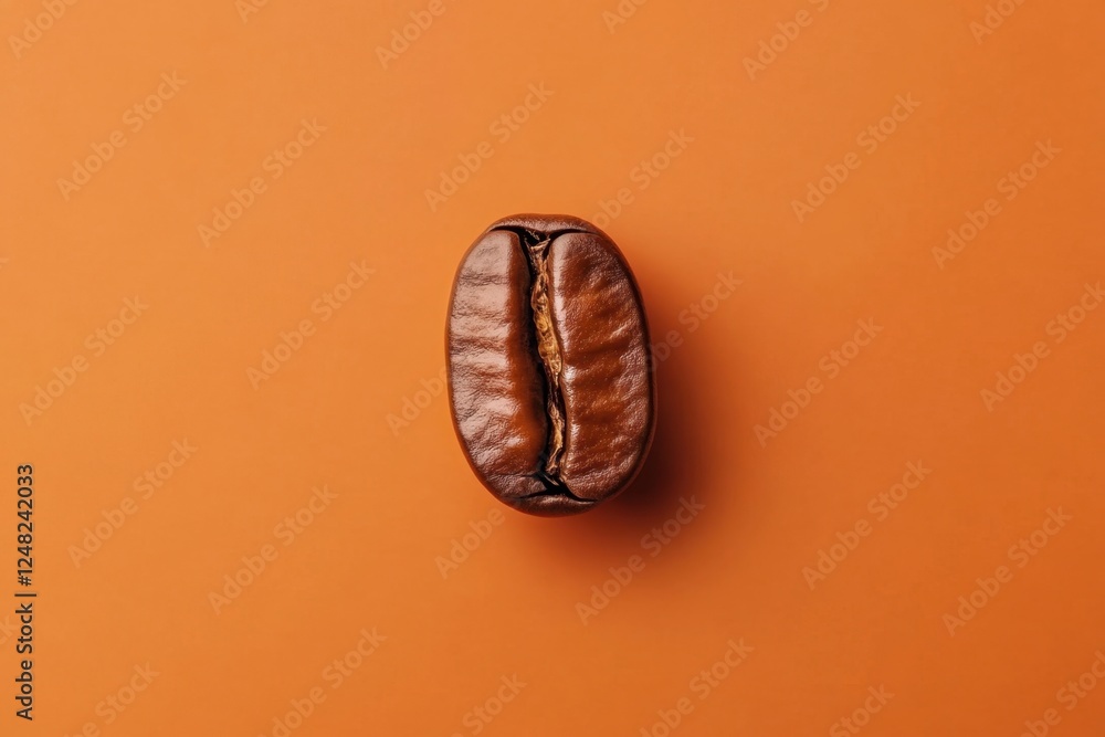 Poster Roasted coffee bean displayed on an orange colored background