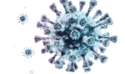 Detailed 3d visualization of the colorful influenza virus model under high magnification