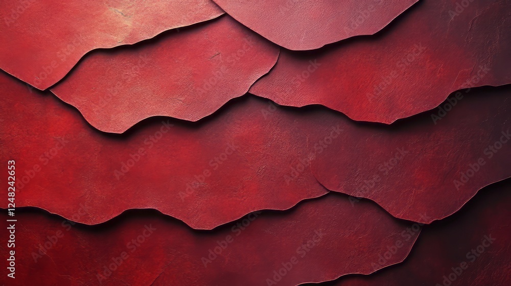 Poster layered red textures create a rich gradient background showcasing depth and visual interest for arti