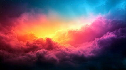 Obraz premium Celestial Cloudscape: A Vibrant Symphony of Colors in the Sky - Dreamlike Fantasy Art