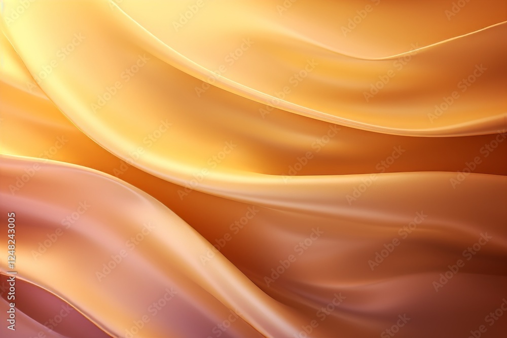 Poster flowing gradient background with soft waves in warm tones of orange and peach
